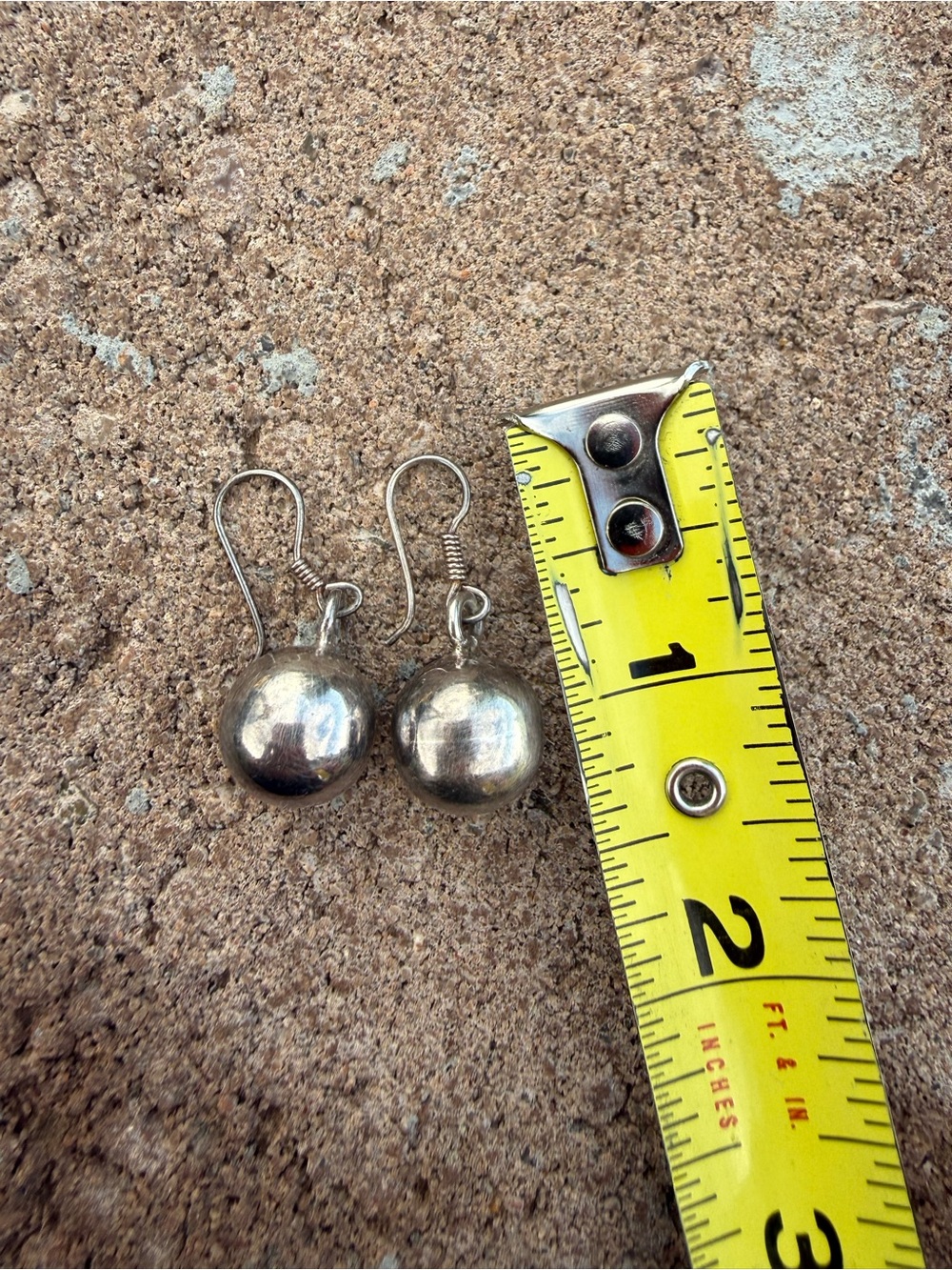 Vintage Sterling Silver Chime Ball Drop Earrings 925 Round Bell Dangle - Picture 3 of 3